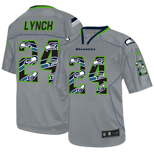 Men's Limited Marshawn Lynch Nike Jersey New Lights Out Grey - #24 NFL Seattle Seahawks